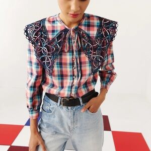 CeliaB Women's Blue Saule Top with Western Details XS